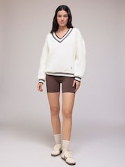 OSIA Cream V-Neck Tipped Oversized Sweatshirt - Image 3 of 5