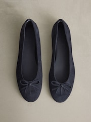 Navy N.Premium Leather Ruched Ballerina Shoes - Image 1 of 5