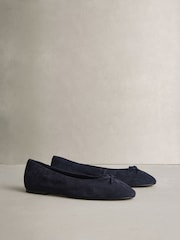 Navy N.Premium Leather Ruched Ballerina Shoes - Image 2 of 5