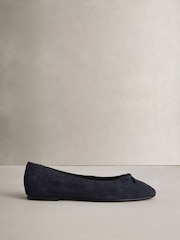 Navy N.Premium Leather Ruched Ballerina Shoes - Image 3 of 5