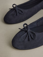 Navy N.Premium Leather Ruched Ballerina Shoes - Image 4 of 5