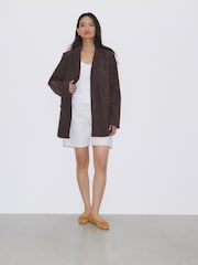 Ochre Yellow N.Premium Leather Ruched Ballerina Shoes - Image 2 of 5
