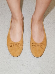 Ochre Yellow N.Premium Leather Ruched Ballerina Shoes - Image 5 of 5