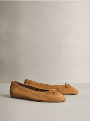 赭黄色 - N. Premium Suede Leather Ruched Ballerina Shoes - 10的图像7｝
