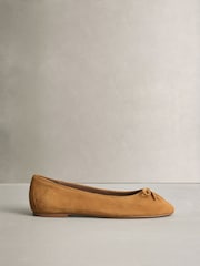 赭黄色 - N. Premium Suede Leather Ruched Ballerina Shoes - 10的图像8｝