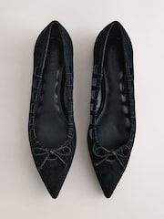 Black Forever Comfort® Leather Point Toe Cutout Shoes - Image 1 of 9