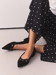 Black Forever Comfort® Leather Point Toe Cutout Shoes - Image 2 of 9