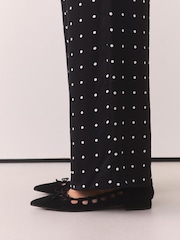 Black Forever Comfort® Leather Point Toe Cutout Shoes - Image 4 of 9