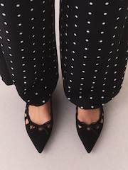 Black Forever Comfort® Leather Point Toe Cutout Shoes - Image 5 of 9