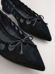 Black Forever Comfort® Leather Point Toe Cutout Shoes - Image 8 of 9