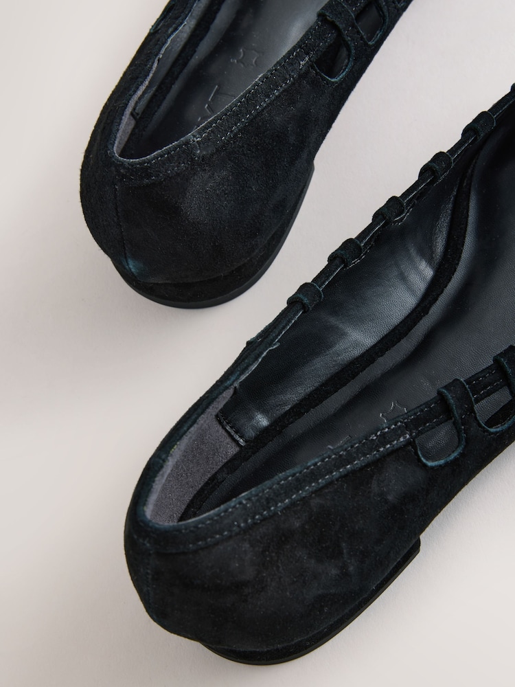 Black Forever Comfort® Leather Point Toe Cutout Shoes - Image 9 of 9
