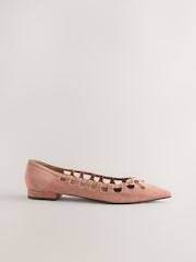 Rose Pink Forever Comfort® Leather Point Toe Cutout Shoes - Image 10 of 13