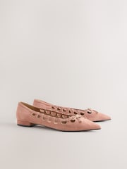 Rose Pink Forever Comfort® Leather Point Toe Cutout Shoes - Image 11 of 13