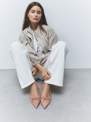 Rose Pink Forever Comfort® Leather Point Toe Cutout Shoes - Image 4 of 13