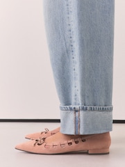 Rose Pink Forever Comfort® Leather Point Toe Cutout Shoes - Image 6 of 13