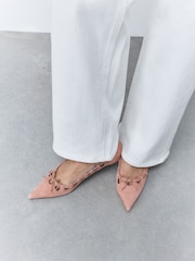 Rose Pink Forever Comfort® Leather Point Toe Cutout Shoes - Image 9 of 13