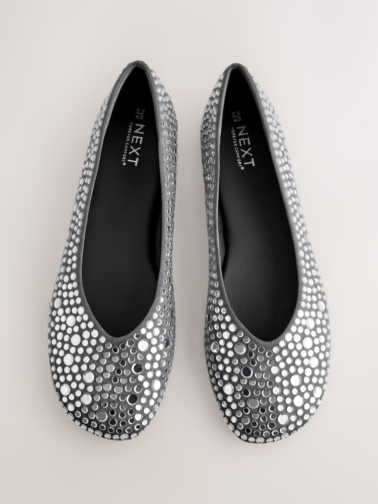 Silver Forever Comfort® Swung Toe Ballet Flats - Image 1 of 11 Silver Forever Comfort® Swung Toe Ballet Flats - Image 1 of 11