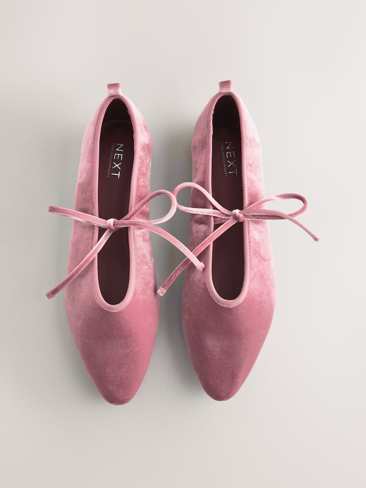 Pink Forever Comfort® Velvet Tie Mary Janes - Image 1 of 8 Pink Forever Comfort® Velvet Tie Mary Janes - Image 1 of 8