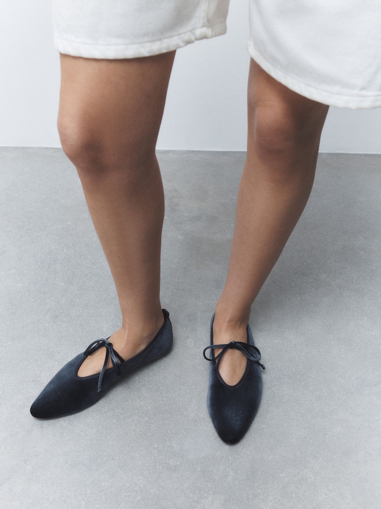 Grey Forever Comfort® Velvet Tie Mary Janes - Image 2 of 10 Grey Forever Comfort® Velvet Tie Mary Janes - Image 2 of 10