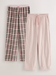 Różowy/zielony w kratkę gingham - Flannel Pyjama Bottoms 2 Pack - Obraz 1 z 10