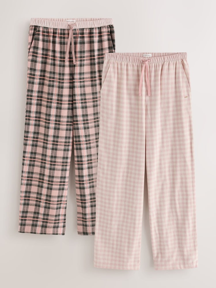 Różowy/zielony w kratkę gingham - Flannel Pyjama Bottoms 2 Pack - Obraz 1 z 10 Różowy/zielony w kratkę gingham - Flannel Pyjama Bottoms 2 Pack - Obraz 1 z 10