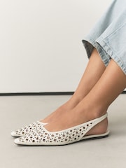 White Forever Comfort® Lasercut Slingback Flats - Image 2 of 7