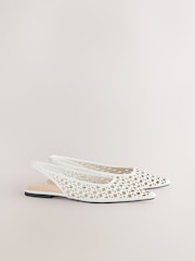 White Forever Comfort® Lasercut Slingback Flats - Image 3 of 7