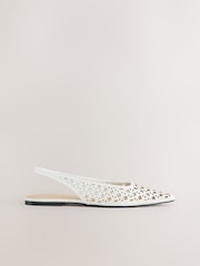 White Forever Comfort® Lasercut Slingback Flats - Image 4 of 7