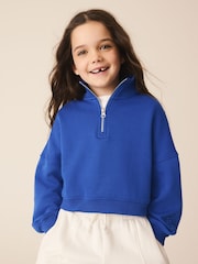 Cobalt Blue Quarter Zip Sweatshirt (3-16yrs) - Image 1 of 10