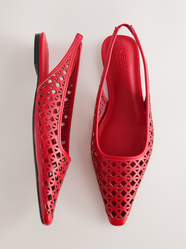 Red Forever Comfort® Lasercut Slingback Flats - Image 1 of 9 Red Forever Comfort® Lasercut Slingback Flats - Image 1 of 9