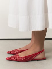 Red Forever Comfort® Lasercut Slingback Flats - Image 4 of 9