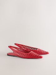 Red Forever Comfort® Lasercut Slingback Flats - Image 6 of 9