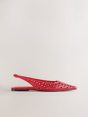 Red Forever Comfort® Lasercut Slingback Flats - Image 7 of 9