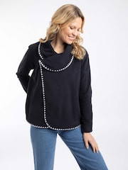 Weird Fish Blue Tamara Asymmetric Fleece Cardigan - Image 6 of 8