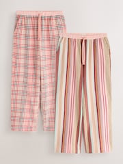Pink Check/Stripe - Flannel Pyjama Bottoms 2 Pack - Obraz 1 z 10