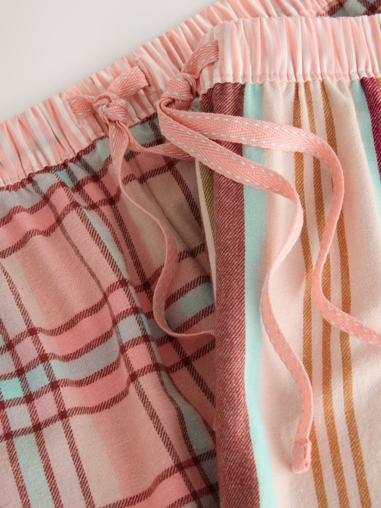 Pink Check/Stripe - Flannel Pyjama Bottoms 2 Pack - Obraz 10 z 10