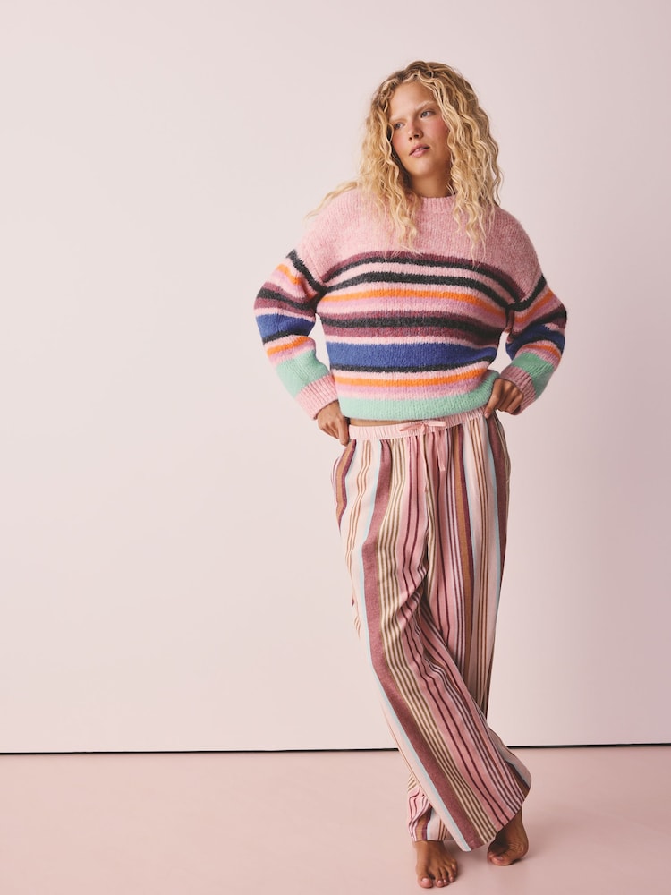 Pink Check/Stripe - Flannel Pyjama Bottoms 2 Pack - Obraz 2 z 10