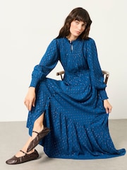 FatFace Isabella Teal Blue Maxi Dress - Image 5 of 6