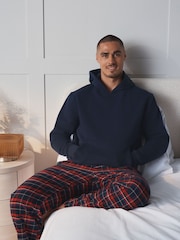 Navy/Red Hoodie with Woven Pyjama Bottoms Set - Image 1 of 8