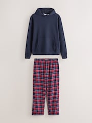 Navy/Red Hoodie with Woven Pyjama Bottoms Set - Image 9 of 13