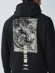 Black Hokusai Licence Graphic Hoodie - Image 4 of 10