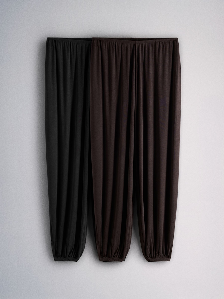 The Set 2 Pack Balloon Trousers Chocolate Brown/Black - Image 2 of 13