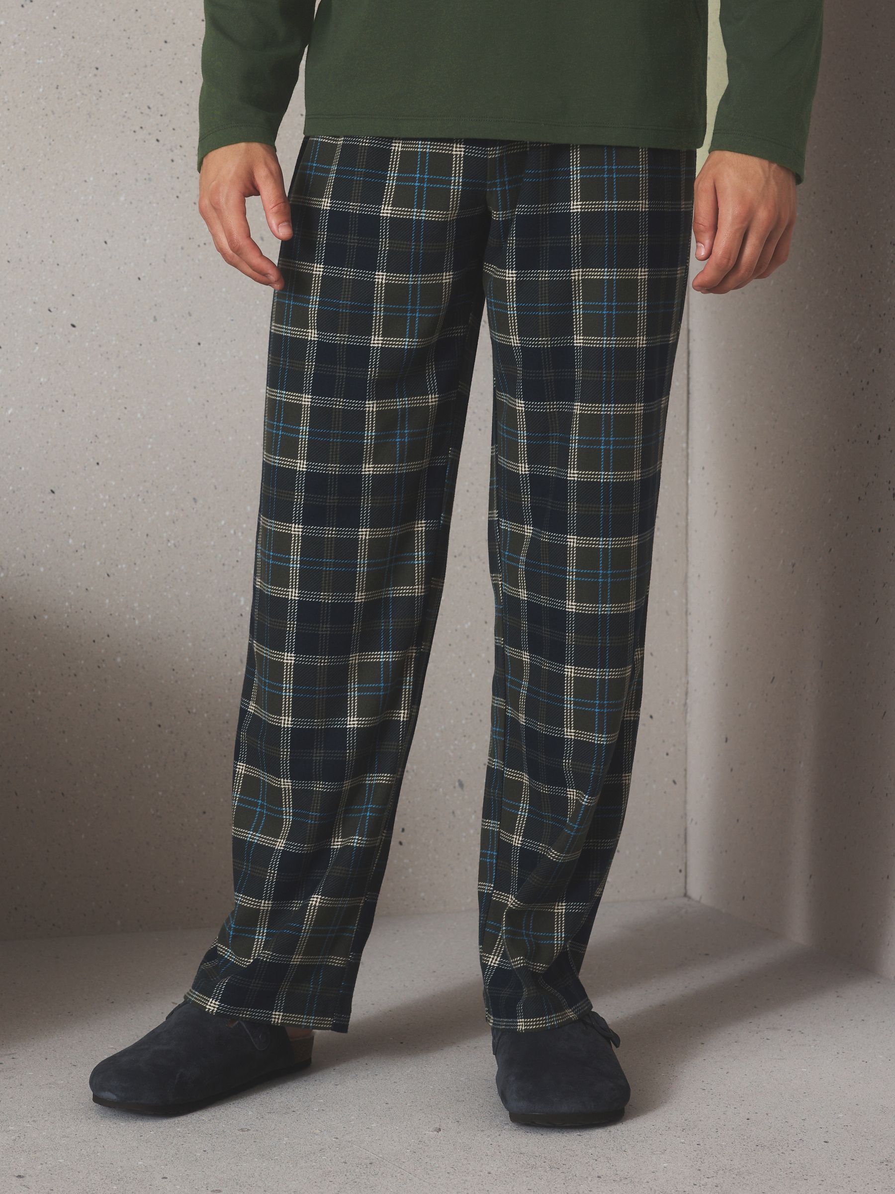 Buy Green - Cosy Check Long Sleeve Jersey Pyjamas Set from Next Israel