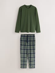 Green Cosy Check Long Sleeve Jersey Pyjamas Set - Image 7 of 11