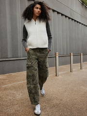 Khaki Green Camo Barrel Leg Cargo Trousers - Image 1 of 9