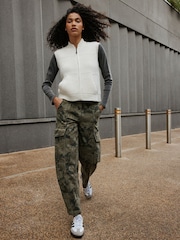 Khaki Green Camo Barrel Leg Cargo Trousers - Image 3 of 9
