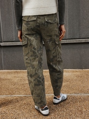 Khaki Green Camo Barrel Leg Cargo Trousers - Image 4 of 9