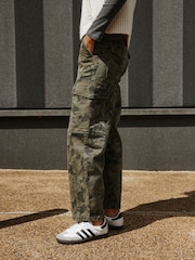 Khaki Green Camo Barrel Leg Cargo Trousers - Image 6 of 9