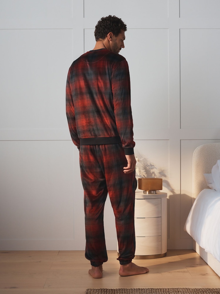 Red Check Microfleece Long Sleeve Pyjamas Set - Image 2 of 7 Red Check Microfleece Long Sleeve Pyjamas Set - Image 2 of 7