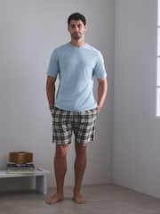 Blue/Green/Rust Brown - Rutig pyjamas Set med Kort ärm i jersey-modell 3 Pack - Bild 2 av 17